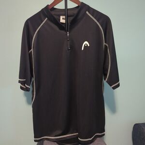 MENS MEDIUM VINTAGE HEAD SHORT SLEEVE 1/4 Zip -RACQUETBALL TENNIS SHIRT